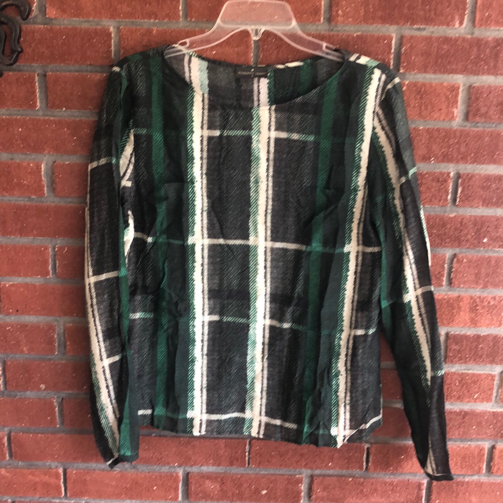 Roberto Verino Green Plaid TopSize 14